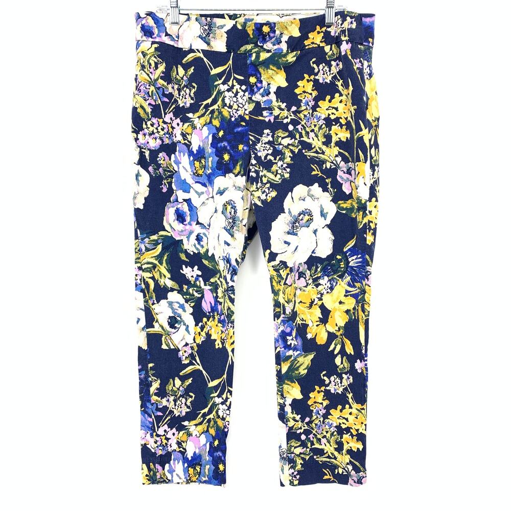 So Slimming By Chicos Floral Print Cropped Pants Womens Sz 3P US 16P Pull On